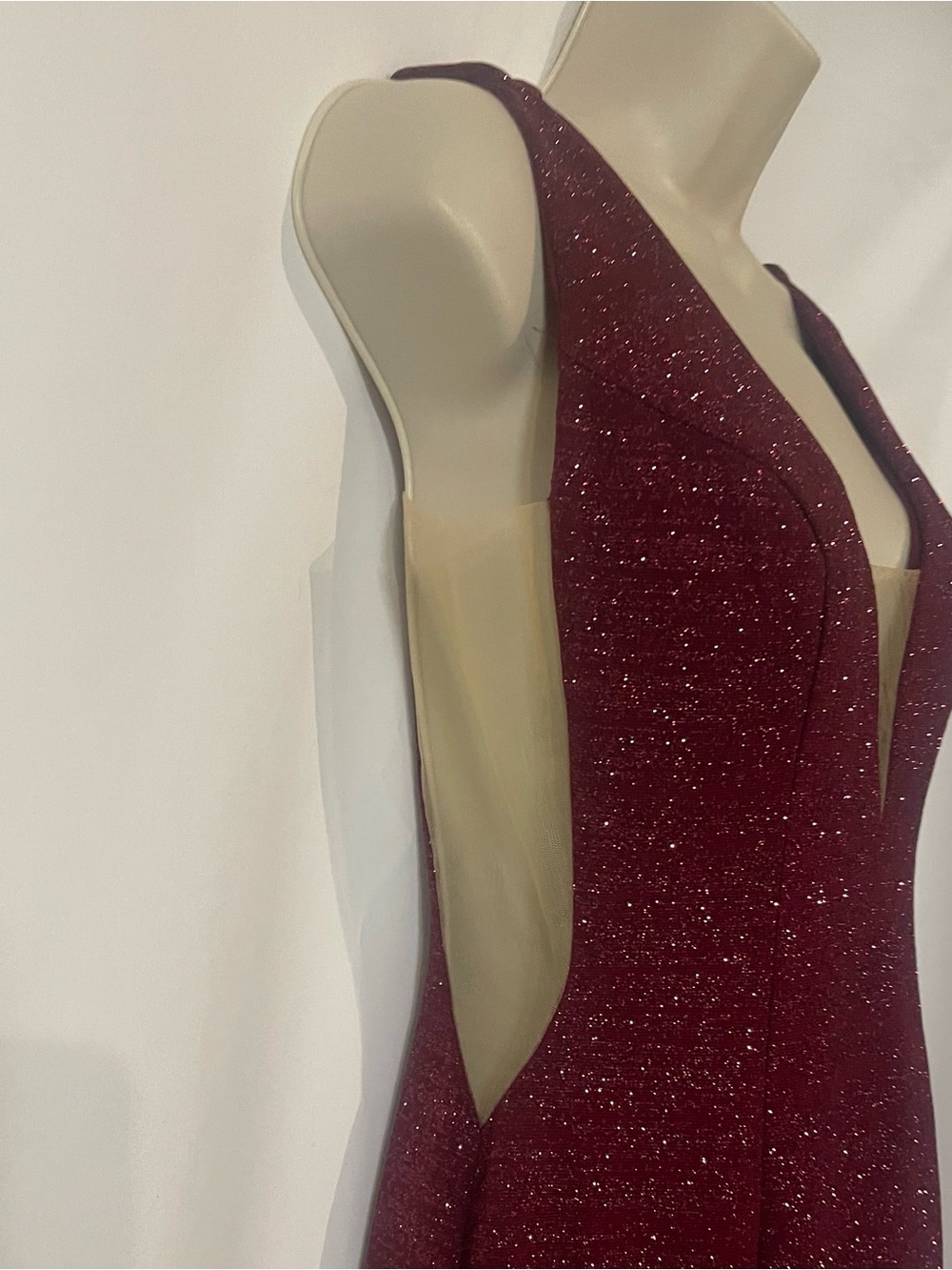 Jovani Glitter Jersey Mermaid Skirt - Burgundy - Picture 6 of 8